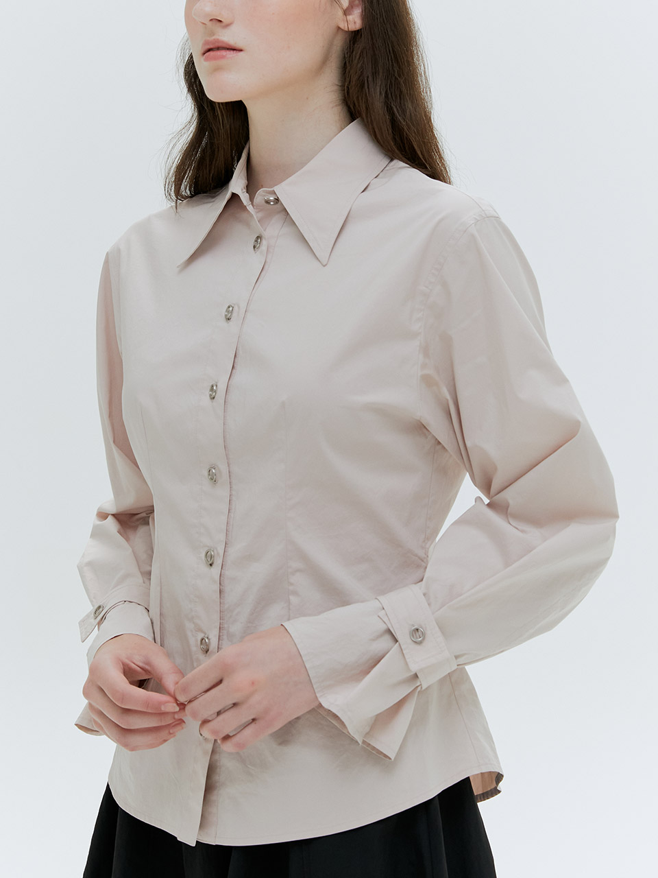 HACIE - RING BUTTON POINTED COLLAR SHIRTS [2 COLOR]