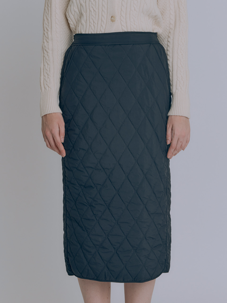 HACIE - QUILTED PADDING LONG SKIRT [4컬러]